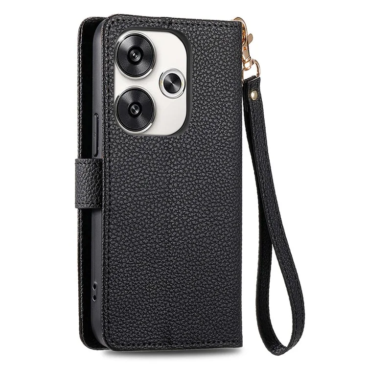 For Xiaomi Poco F6 5G  /  Redmi Turbo 3 5G Case Zipper Pocket Purse RFID Blocking Leather Phone Cover - Black