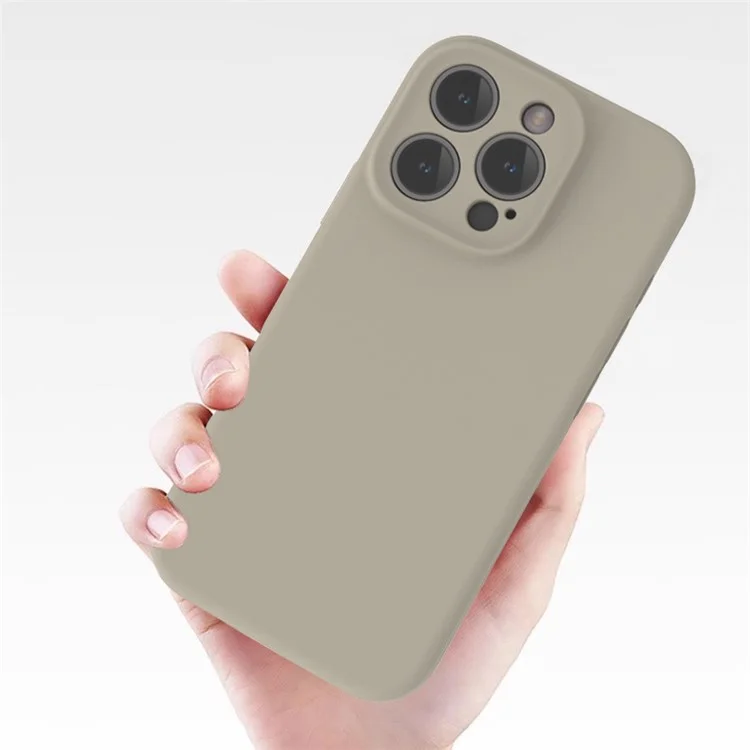 Чехол для iPhone 16 Pro PC+Liquid Silicone Protective Phone Cover with Microfiber Lining - Light Grey