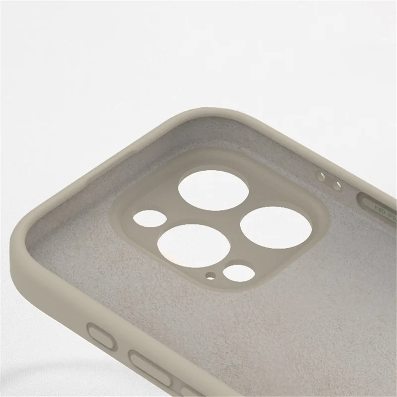 For iPhone 16 Pro Case PC+Liquid Silicone Protective Phone Cover with Microfiber Lining - Grey Pink