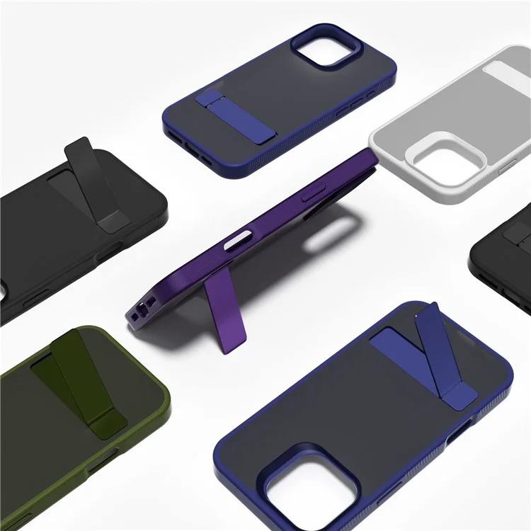G Style For iPhone 16 Pro Case Skin-Touch Matte TPU+PC Phone Cover with Kickstand - Dark Purple