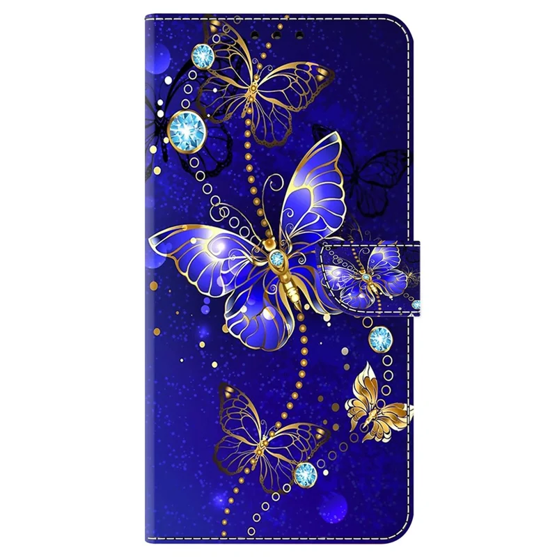 Per iPhone 16 Pro Case 3D Pattern PU Leather Wallet Phone Cover con Stand - Diamond Butterfly