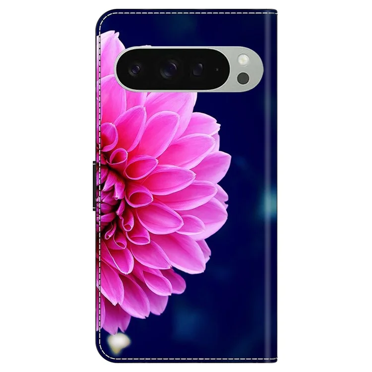 Para Google Pixel 9 / 9 Pro Case 3D Patrón PU Cuero de Cuero Cover Con Soporte - Flores Rosadas