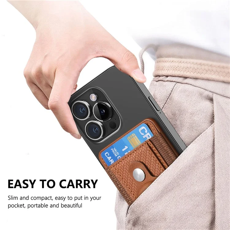 MC-W17 Magnetische Kartenhülle für AirTag Carbon Fiber Texture Leder Anti Loss Card Slot - Braun