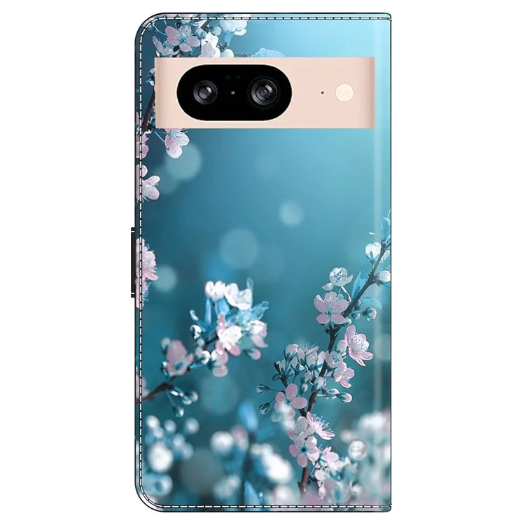 Para Google Pixel 8a Case 3D Pattern PU Leather Willet Cover Con Soporte - Flores de Ciruela