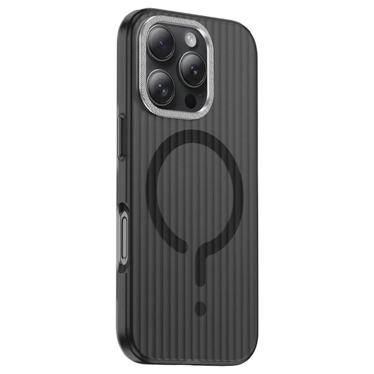 Para Iphone 15 Pro Case Compatible Con Magsafe Corrugada Textura Matte PC Portada - Negro