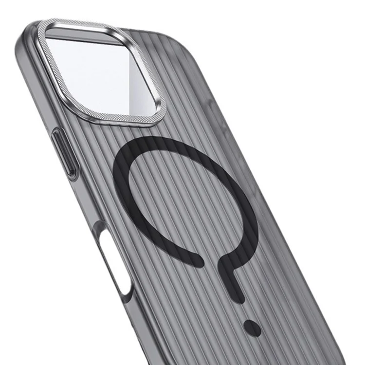 Para Iphone 15 Pro Case Compatible Con Magsafe Corrugada Textura Matte PC Portada - Negro