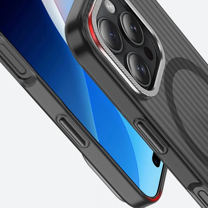Per iPhone 14 Pro Case Compatibile con MagSafe Texture Corrugata Opaca PC Cover Telefonica - Nero