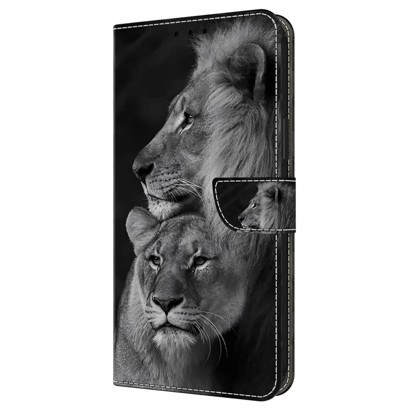 Para Honor 200 5g Case de Billetera Magnetic Cuase de Patrón 3D Patrón de Cuero Cubierta de Teléfono - Pareja de Leones