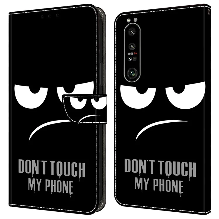 Для Sony Xperia 1 VI Case Case Case Magnetic Clapp 3D Pattern Кожаная Телефонная Крышка - не Трогай Мой Телефон