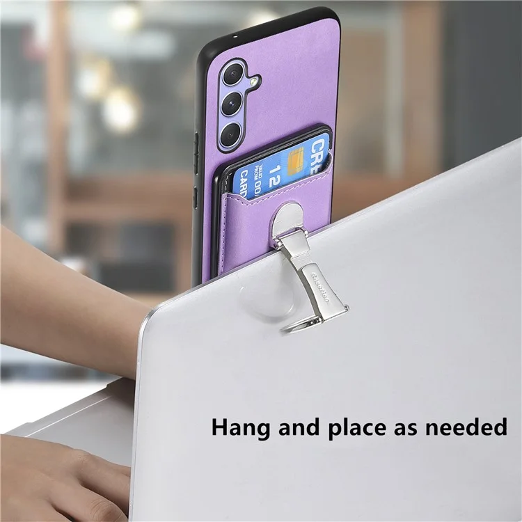 B4 Für Samsung Galaxy A54 5G Hülle Haut-Berührungstextur Caseneo Ring Halter Ständer Anti-Drop-Abdeckung mit Kartenfach - Lila
