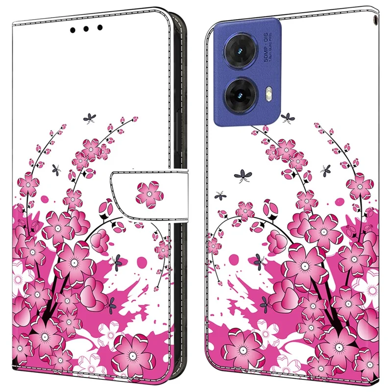 For Motorola Moto G85 5G / S50 Neo 5G Case PU Leather Wallet Phone Cover with Stand - Flower Vine
