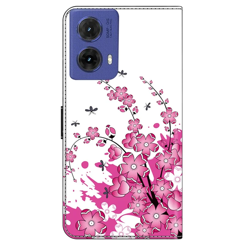 For Motorola Moto G85 5G / S50 Neo 5G Case PU Leather Wallet Phone Cover with Stand - Flower Vine