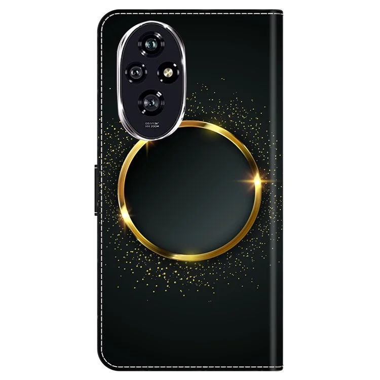 Для Чести 200 5G Case PU Кожаный Кожаный Телефон с Подставкой - Золотое Кольцо