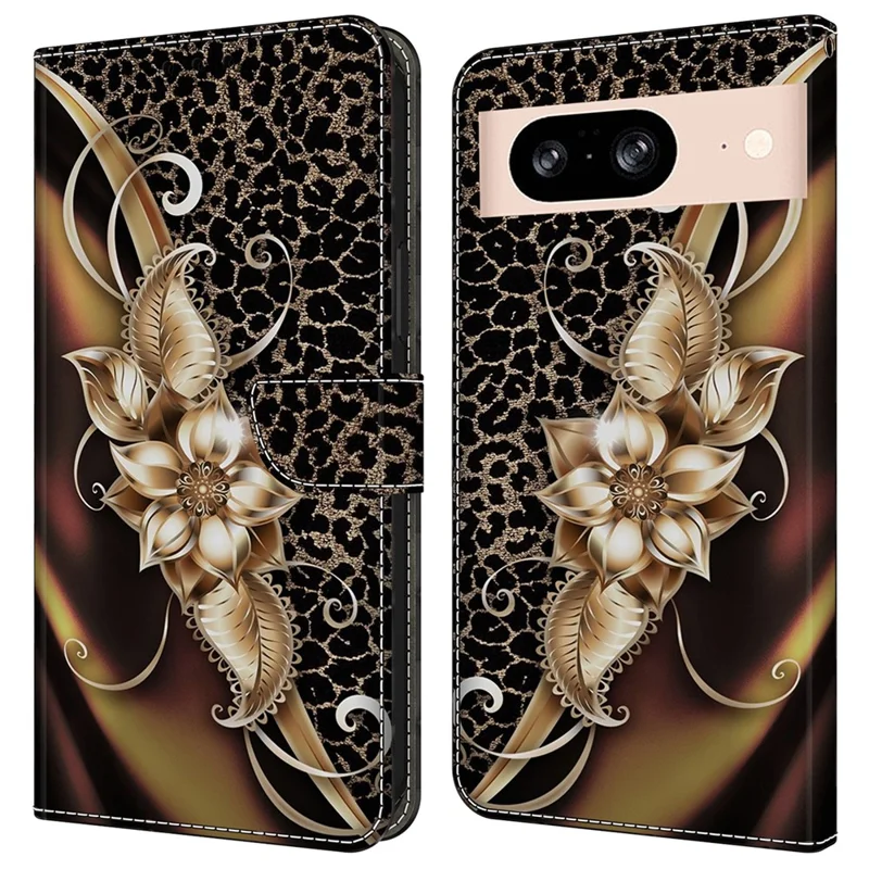 Para Google Pixel 8a Case PU Pula Cubierta de Teléfono de la Billa - Flor de Metal
