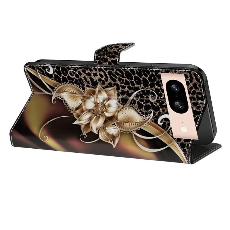 Para Google Pixel 8a Case PU Pula Cubierta de Teléfono de la Billa - Flor de Metal
