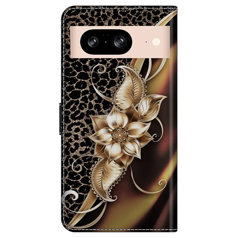 Para Google Pixel 8a Case PU Pula Cubierta de Teléfono de la Billa - Flor de Metal