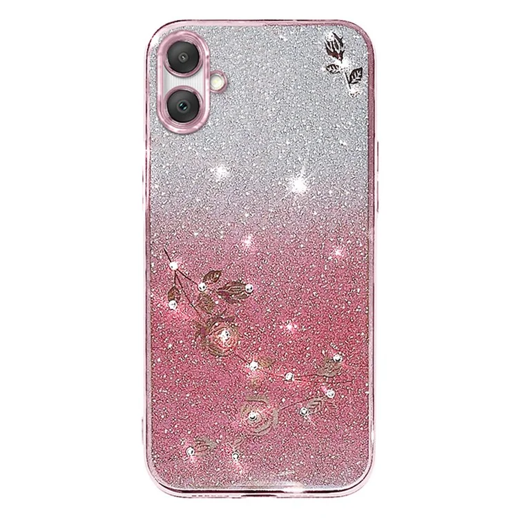 KADEM Pour Coque Samsung Galaxy A06 Fleur TPU Flexible Dégradé Étui de Téléphone - Or Rose