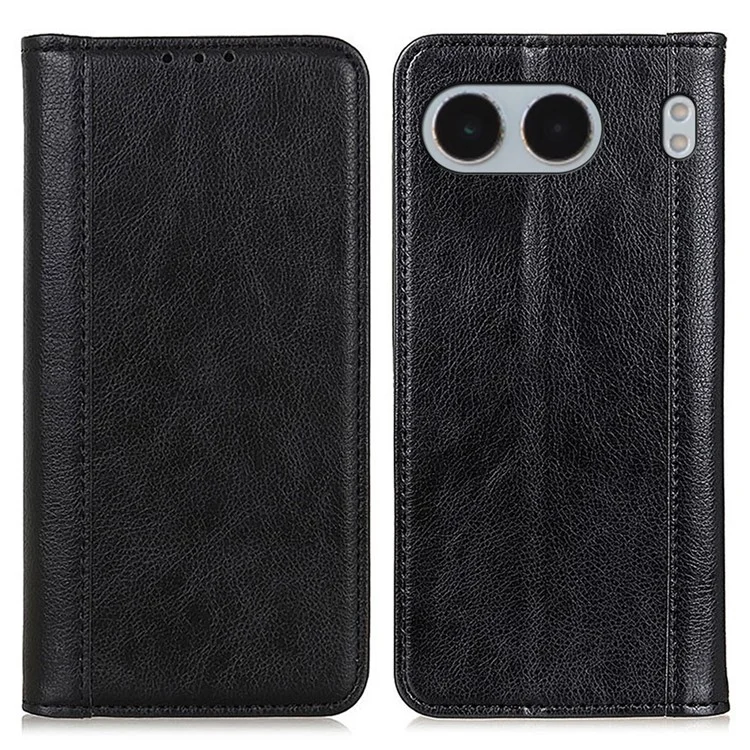 Per OnePlus Nord 4 Stand Case Split Leather Litchi Texture Wallet Phone Cover - Nero
