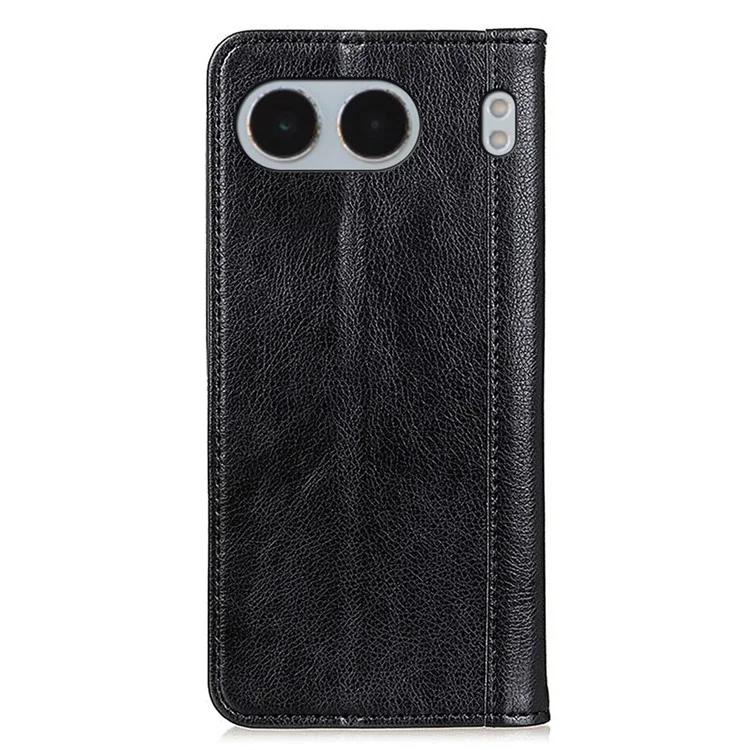 Per OnePlus Nord 4 Stand Case Split Leather Litchi Texture Wallet Phone Cover - Nero