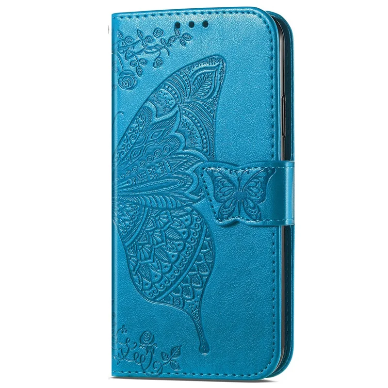 For Realme Note 60x 4G / C63 4G / C61 4G Case PU Leather Wallet Phone Cover Butterfly Pattern - Blue
