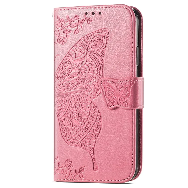 Per Xiaomi Poco F6 5G / Redmi Turbo 3 5G Custodia in Pelle PU Portafoglio Cover per Telefono Motivo a Farfalla - Rosa