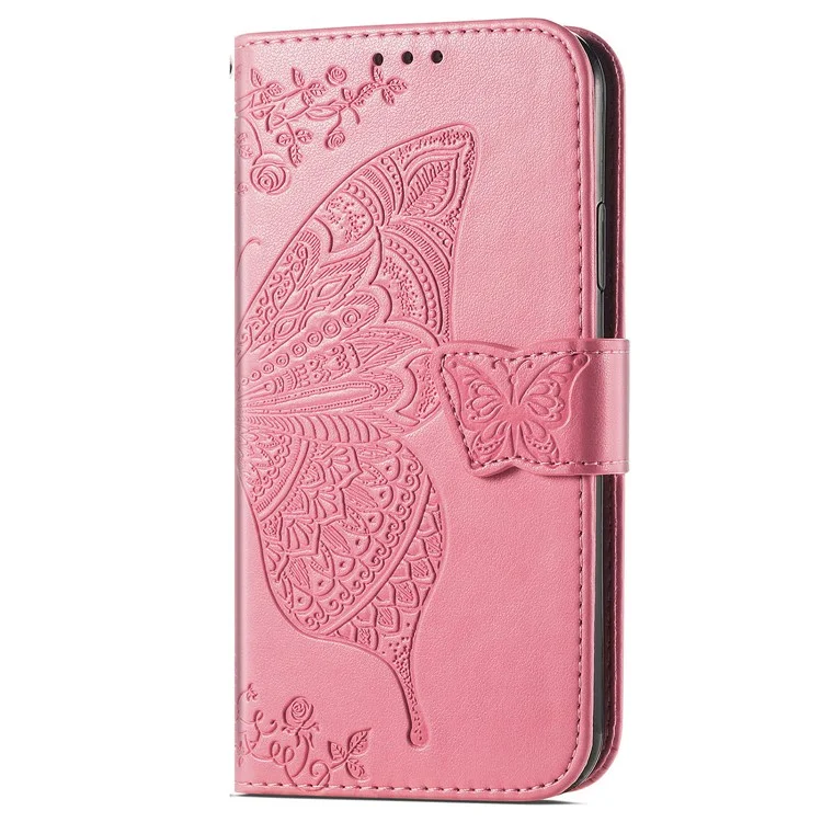 For OnePlus Nord CE4 Lite 5G / Oppo K12x 5G (China) Case PU Leather Wallet Phone Cover Butterfly Pattern - Pink