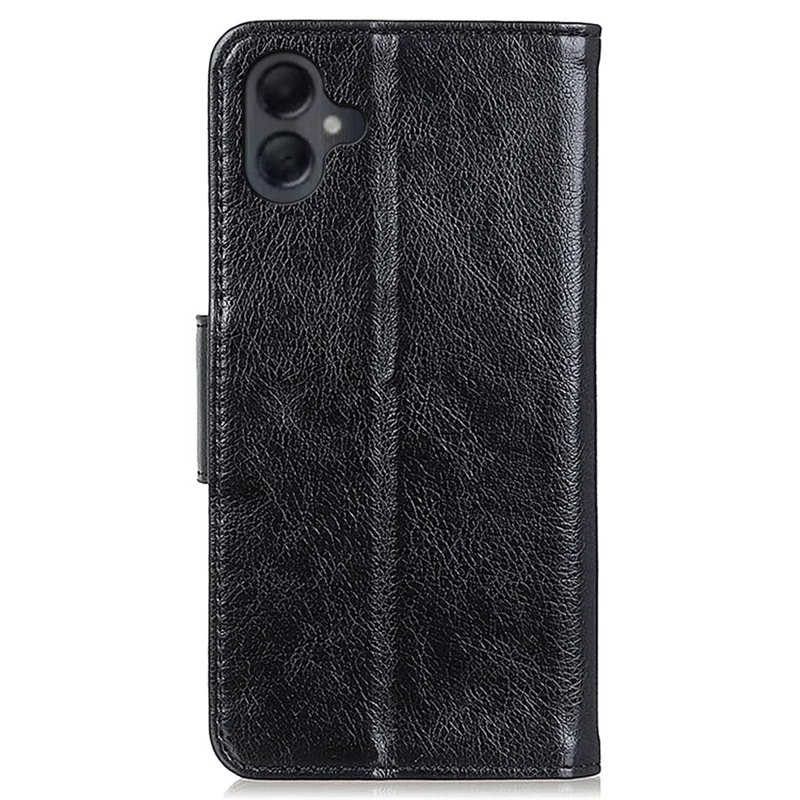 For Samsung Galaxy A06 4G Case Nappa Texture Split Leather Wallet Phone Cover - Black