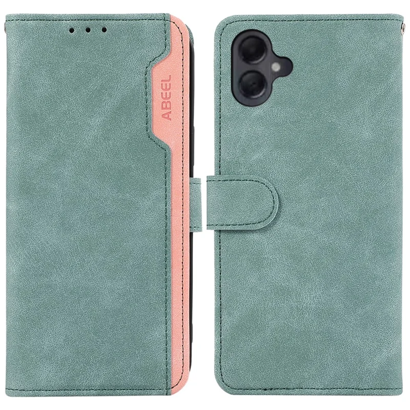 ABEEL For Samsung Galaxy A06 4G Case Color Splicing Leather Flip Phone Cover RFID Blocking - Baby Blue