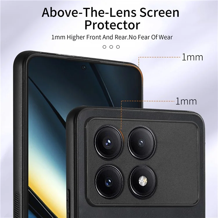D2 For Xiaomi Poco F6 Pro 5G Retro Case Ring Holder Kickstand Leather+TPU Non-Slip Protective Cover Card Slots - Black