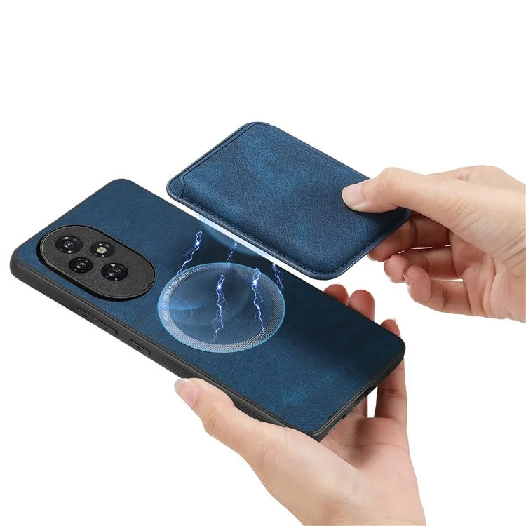 D12 Для Honor 200 5G Case Leather+TPU Ретро -чехла Телефона с Съемным Слотом Для Карты - Синий