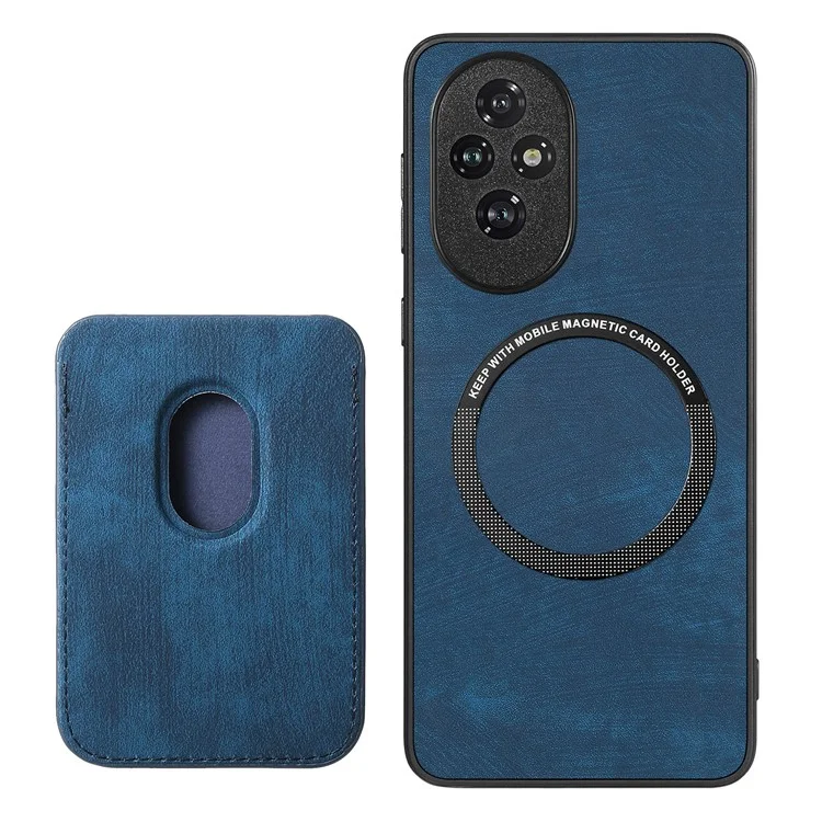D12 Для Honor 200 5G Case Leather+TPU Ретро -чехла Телефона с Съемным Слотом Для Карты - Синий