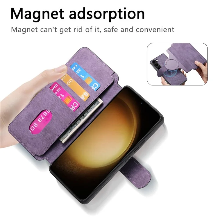 CASENEO MW-03 per Samsung Galaxy S23 Custodia Portafoglio Stand Staccabile 2-in-1 Custodia in Pelle - Viola