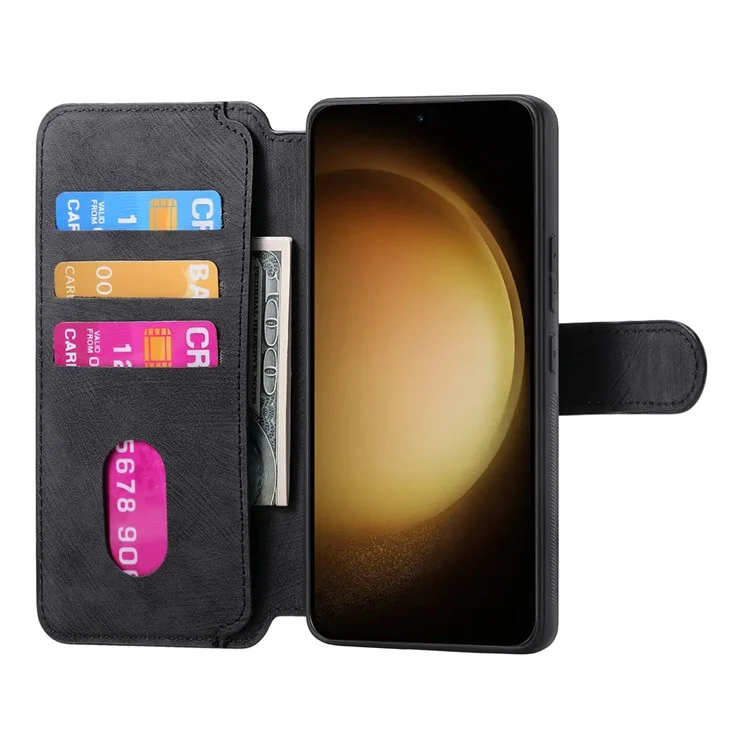 CASENEO MW-03 Pour Samsung Galaxy S23+ Étui Portefeuille Support Amovible 2-en-1 Étui Téléphone en Cuir - Noir