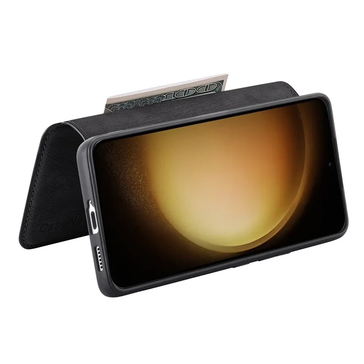 CASENEO MW-03 Pour Samsung Galaxy S23+ Étui Portefeuille Support Amovible 2-en-1 Étui Téléphone en Cuir - Noir