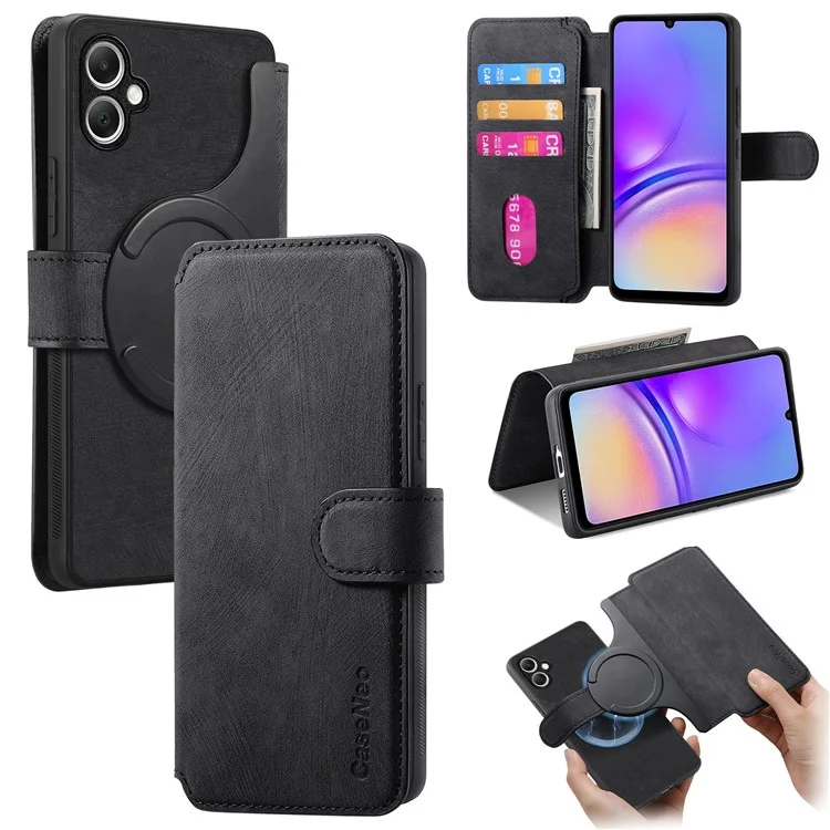 For Samsung Galaxy A05 4G Magnetic Case CASENEO Detachable Leather Phone Wallet Cover - Black