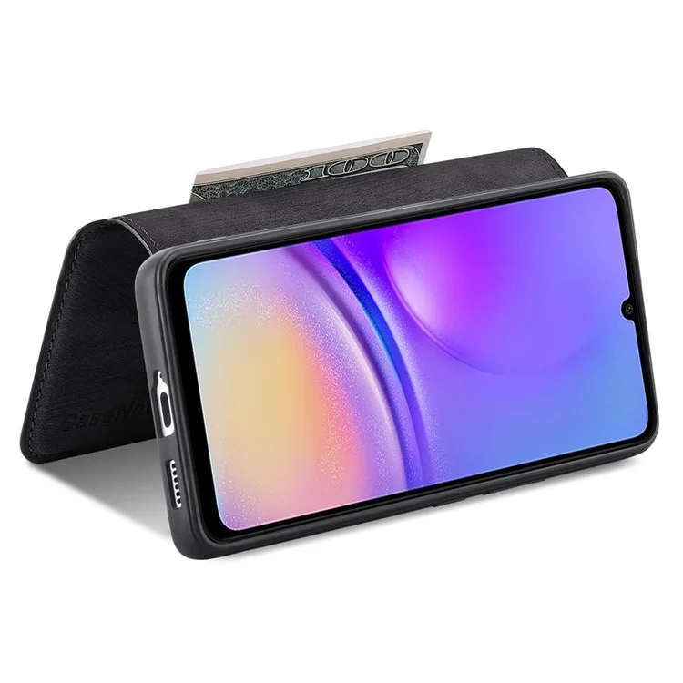 For Samsung Galaxy A05 4G Magnetic Case CASENEO Detachable Leather Phone Wallet Cover - Black