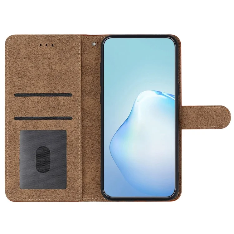 Para Samsung Galaxy A72 4G / Case de Choque de Choque 5G Business PU Leather Folio Flip Líneas de Portada de Folio Impreso Funra de Teléfono Con Correa - Marrón