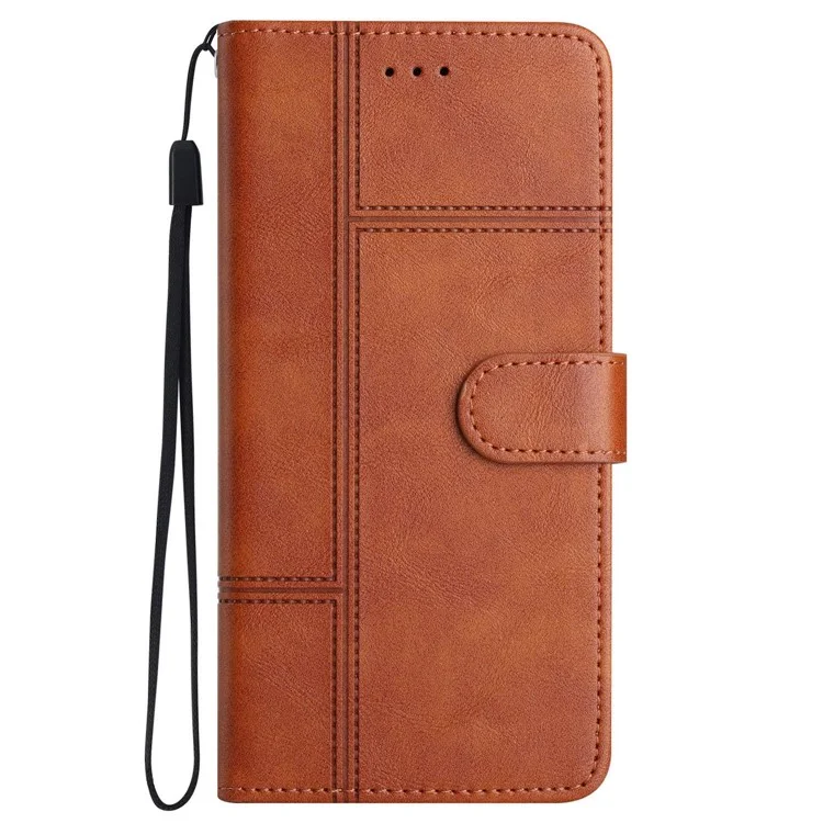 Para Samsung Galaxy A72 4G / Case de Choque de Choque 5G Business PU Leather Folio Flip Líneas de Portada de Folio Impreso Funra de Teléfono Con Correa - Marrón