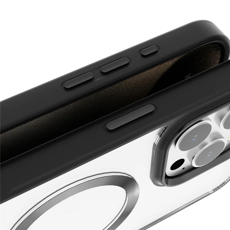 For iPhone 16 Pro Max Case Compatible with MagSafe CD Pattern TPU+PC Clear Phone Cover - Dark Purple