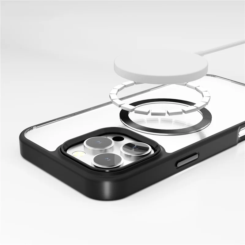 For iPhone 16 Pro Max Case Compatible with MagSafe CD Pattern TPU+PC Clear Phone Cover - Blue