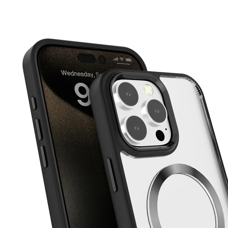 For iPhone 16 Pro Max Case Compatible with MagSafe CD Pattern TPU+PC Clear Phone Cover - Blue