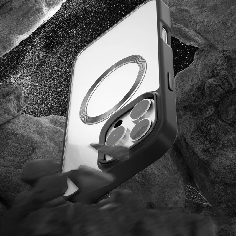 For iPhone 16 Pro Max Case Compatible with MagSafe CD Pattern TPU+PC Clear Phone Cover - Blue