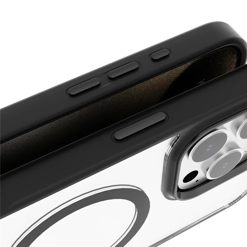 For iPhone 16 Pro Case Compatible with MagSafe Transparent Back TPU+PC Phone Cover - Pink