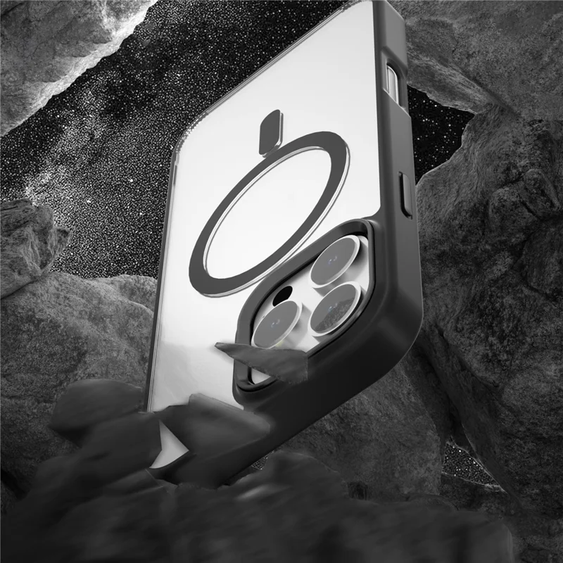 For iPhone 16 Pro Case Compatible with MagSafe Transparent Back TPU+PC Phone Cover - Pink