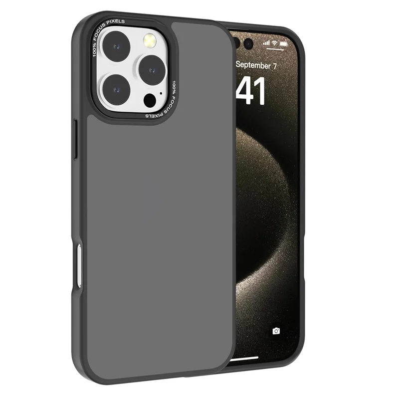 For iPhone 16 Pro Case Skin-Touch PC+TPU Doorzichtig Matte Telefoonhoesje - Zwart