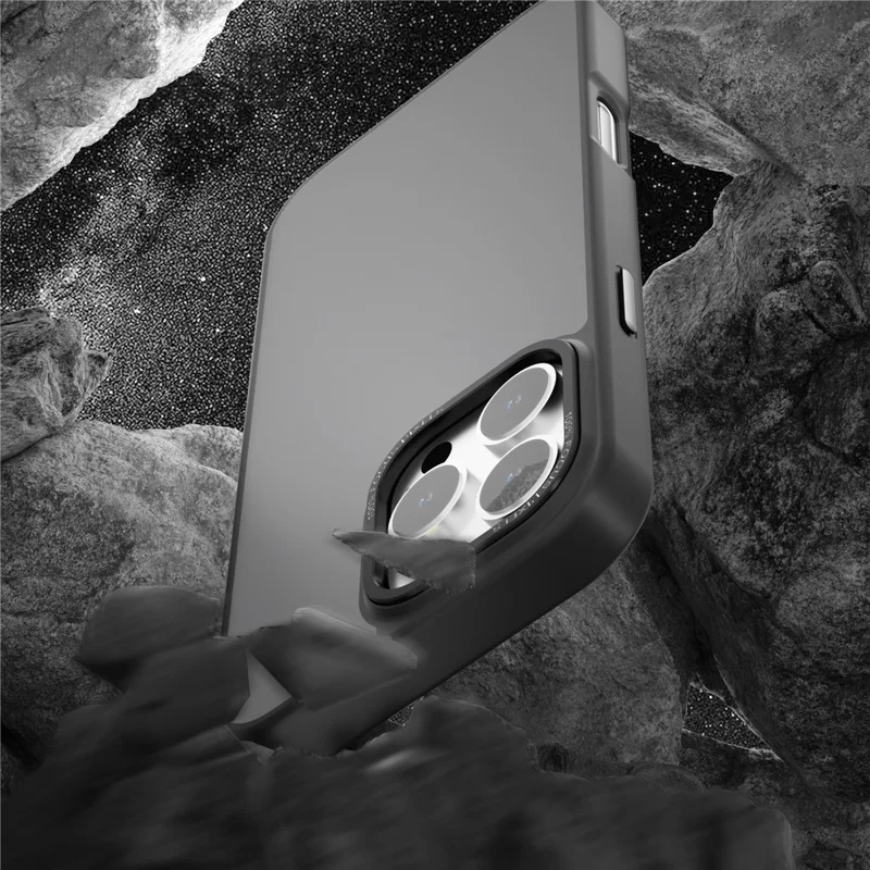 For iPhone 16 Pro Case Skin-Touch PC+TPU Doorzichtig Matte Telefoonhoesje - Zwart