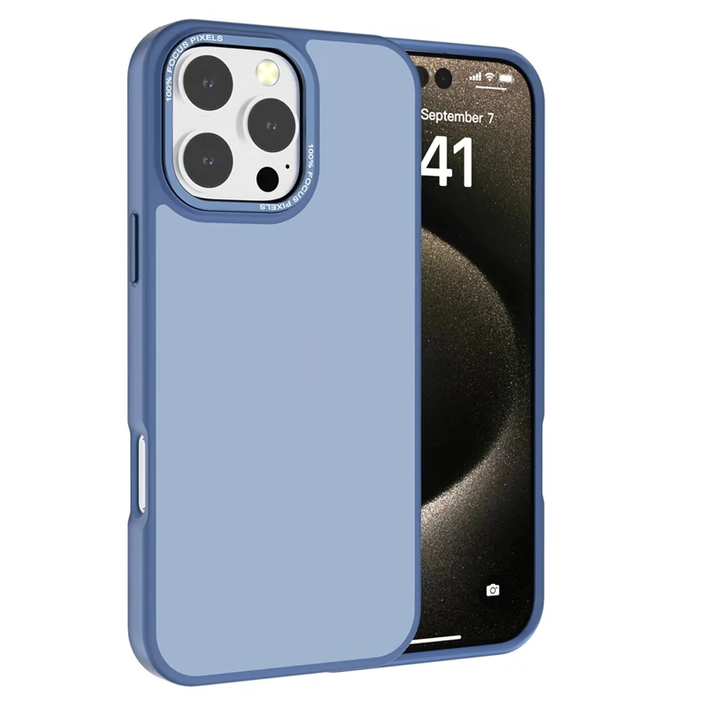 For iPhone 16 Pro Max Case Skin-Touch PC+TPU Translucent Matte Phone Cover - Blue