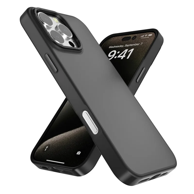 For iPhone 16 Pro Max Case Skin-Touch PC+TPU Translucent Matte Phone Cover - Blue