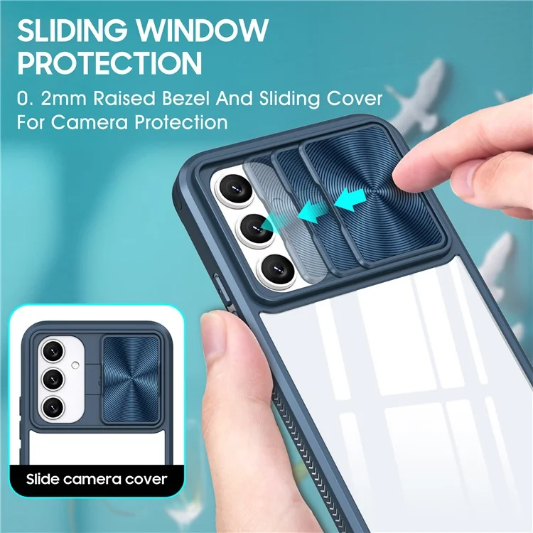 Pour Samsung Galaxy A55 5G Case Tpu + pc Couverture Cear Télépheur Avec Cd-veins Came Came Cdudin - Bleu Marine