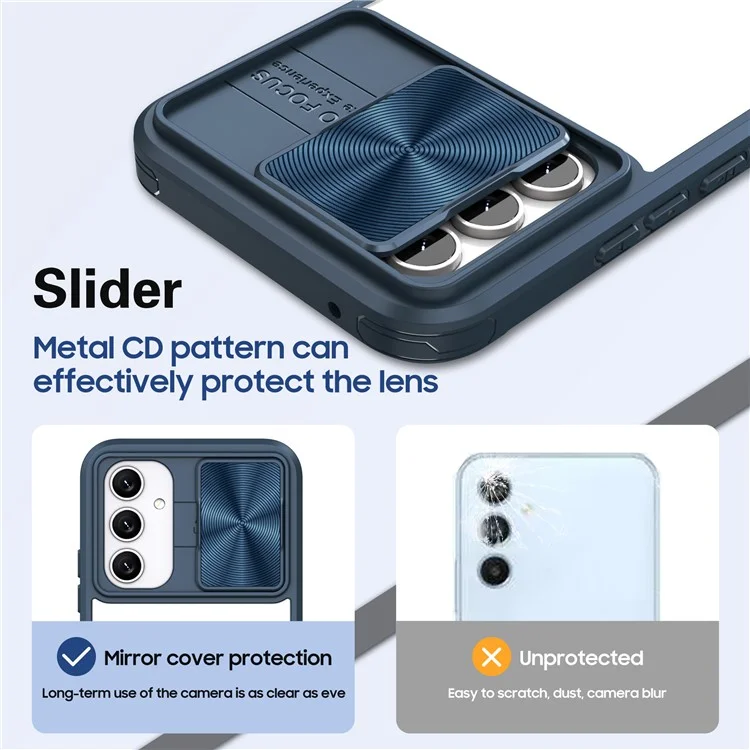 Pour Samsung Galaxy A55 5G Case Tpu + pc Couverture Cear Télépheur Avec Cd-veins Came Came Cdudin - Bleu Marine